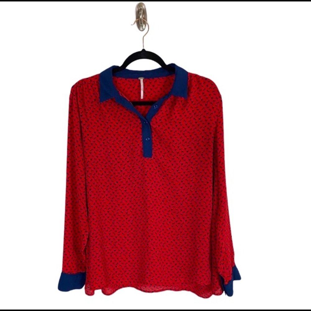 Free people red and blue blouse size M